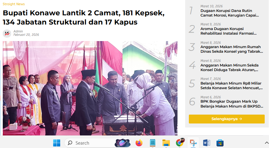 Bupati Konawe Lantik 2 Camat, 181 Kepsek, 134 Jabatan Struktural dan 17 Kapus