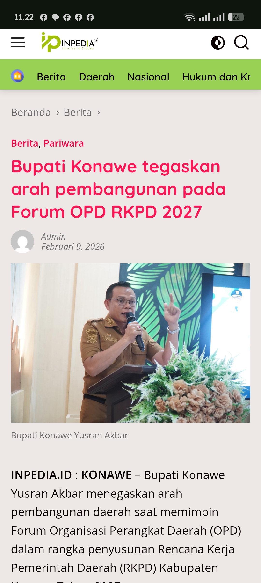 Bupati Konawe tegaskan arah pembangunan pada Forum OPD RKPD 2027