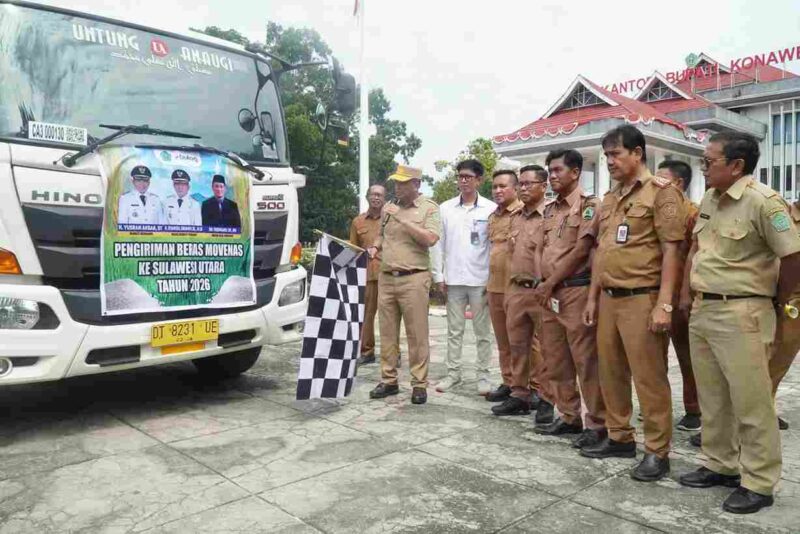 Sekda Konawe Lepas Pengiriman 2.000 Ton Beras Bantuan ke Sulawesi Utara